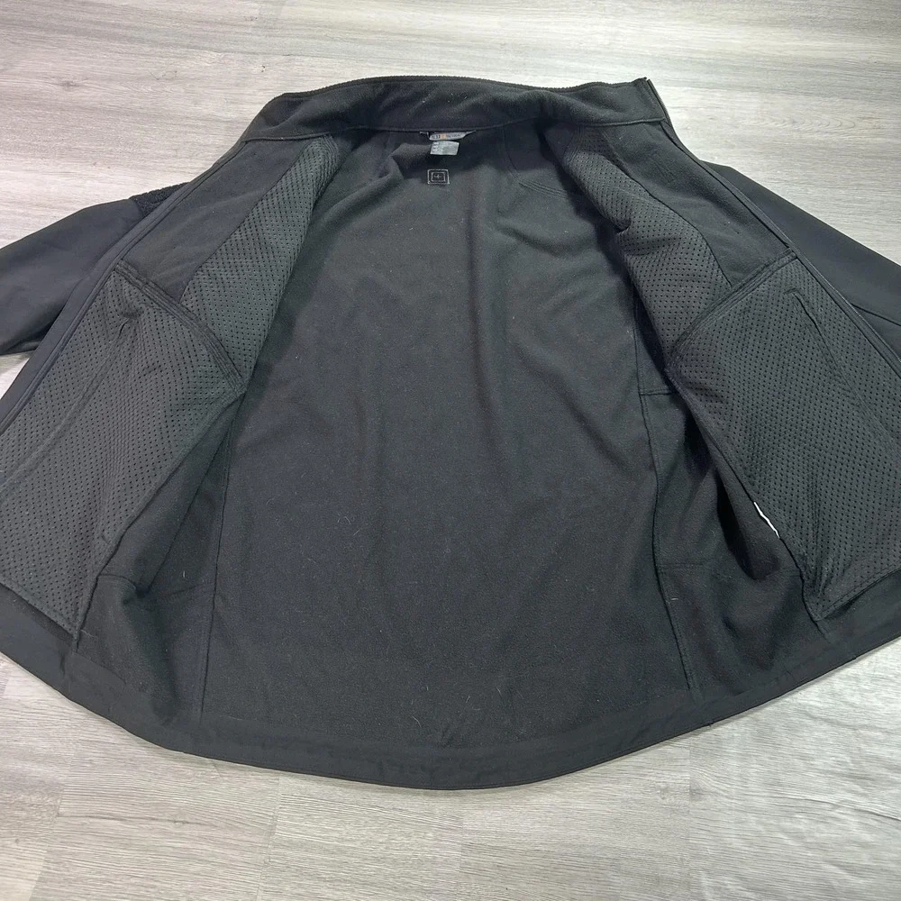 5.11 Tactical Jacket Mens‎ Large Black Softshell Lined Full Zip Windbreaker
